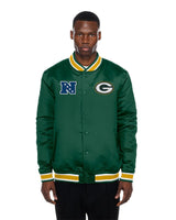 Green Bay Packers Green Satin Varsity Jacket - New Era - 