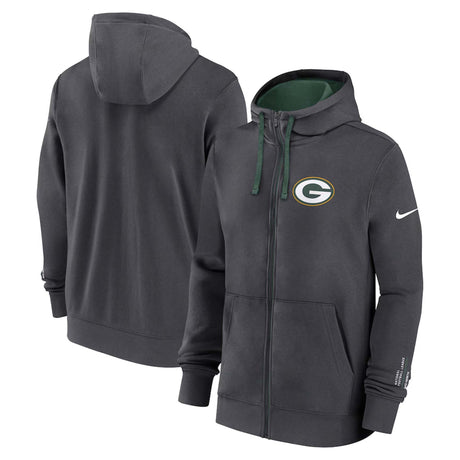Green Bay Packers Nike Anthracite Primetime Club Full - Zip Hoodie - Nike - 