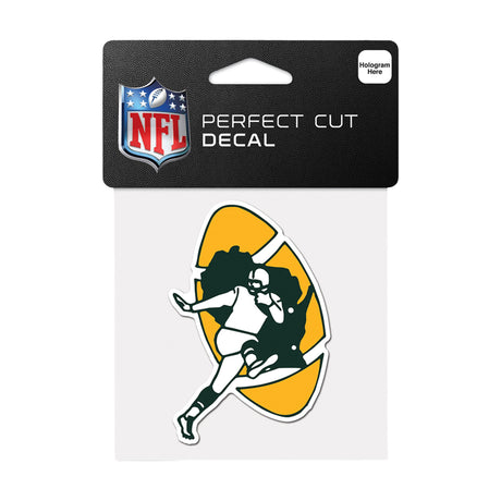 Green Bay Packers Throwback Football Player Logo 4x4 Perfect Cut Decal - Wincraft - 3210120