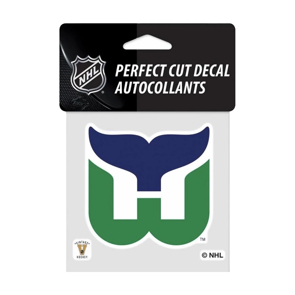Hartford Whalers Throwback Logo 4x4 Perfect Cut Decal - Wincraft - 3210314