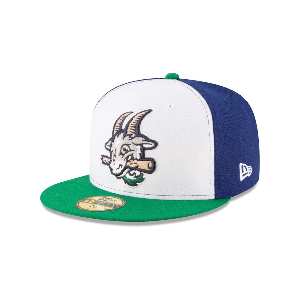 Hartford Yard Goats Alternate White Blue & Green 59FIFTY Fitted Hat - New Era - 230401425123