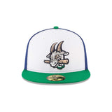 Hartford Yard Goats Alternate White Blue & Green 59FIFTY Fitted Hat - New Era - 230401425123