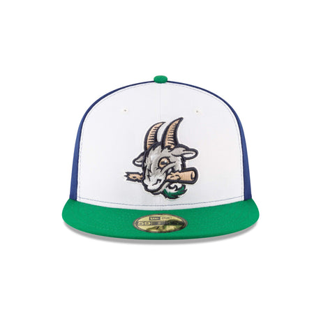 Hartford Yard Goats Alternate White Blue & Green 59FIFTY Fitted Hat - New Era - 230401425123