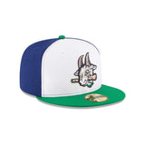Hartford Yard Goats Alternate White Blue & Green 59FIFTY Fitted Hat - New Era - 230401425123