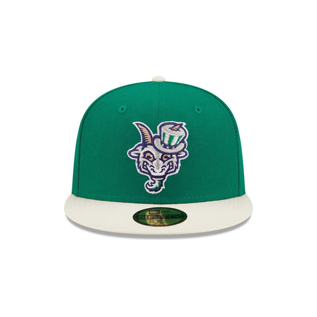 Hartford Yard Goats Green Goat Head Fitted Hat - New Era - 