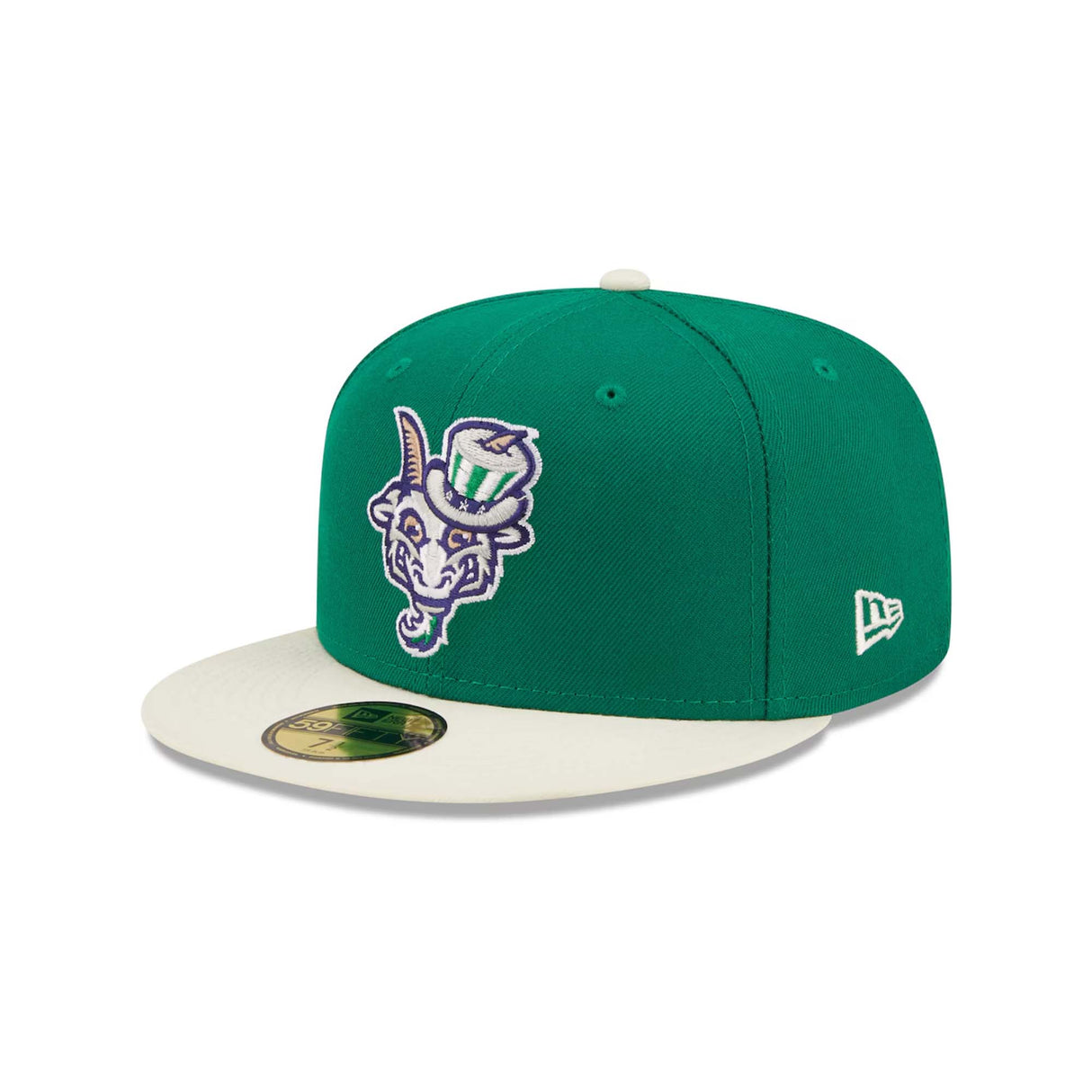 Hartford Yard Goats Green Goat Head Fitted Hat - New Era - 