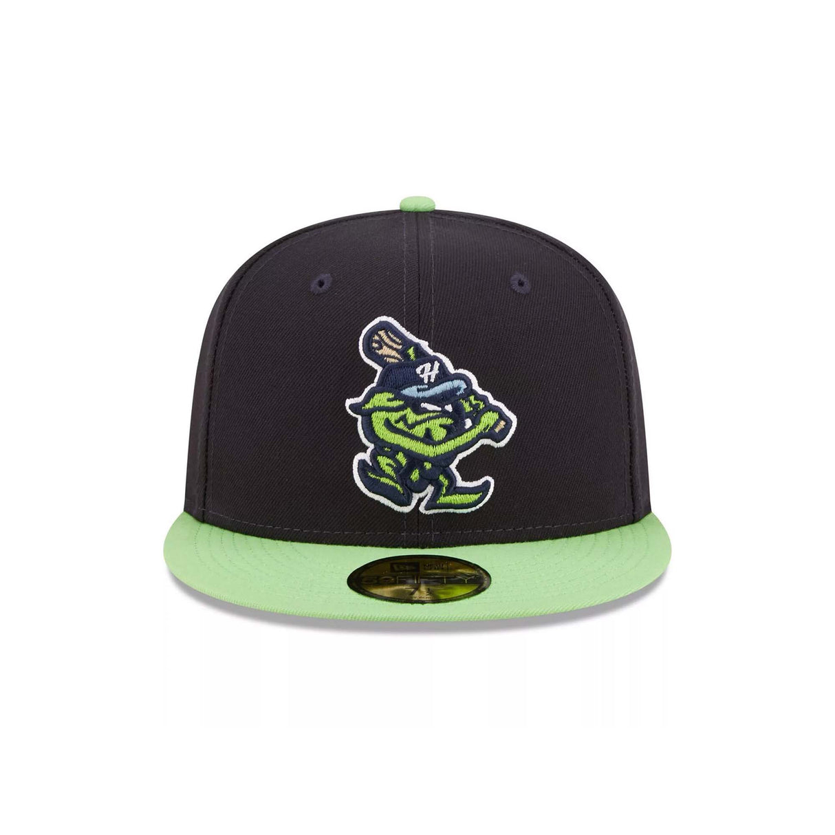 Hillsboro Hops Mascot Logo Black & Lime 59FIFTY Fitted Hat - New Era - 