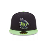 Hillsboro Hops Mascot Logo Black & Lime 59FIFTY Fitted Hat - New Era - 