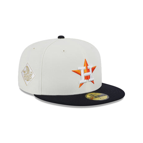 Houston Astros 2017 World Series Side Patch Cream & Navy 59FIFTY Fitted Hat - New Era - 23330440301