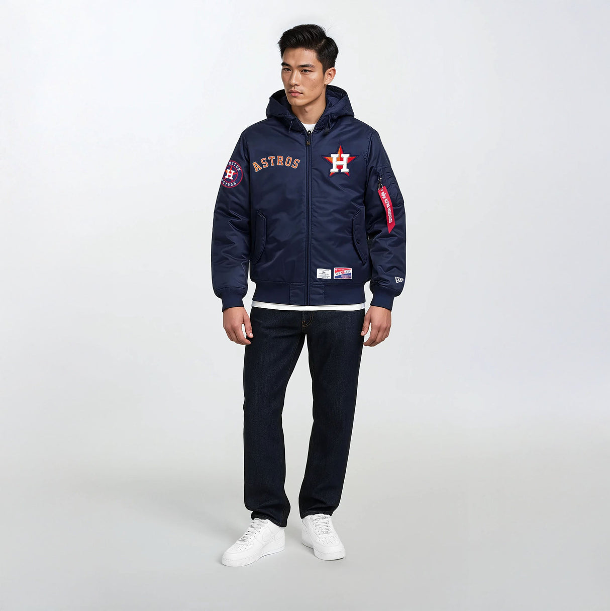 Houston Astros Alpha Industries L - 2B Hooded Bomber Jacket - New Era - 