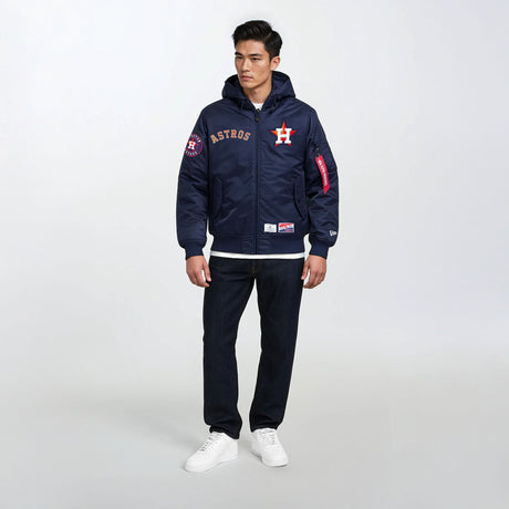 Houston Astros Alpha Industries L - 2B Hooded Bomber Jacket - New Era - 