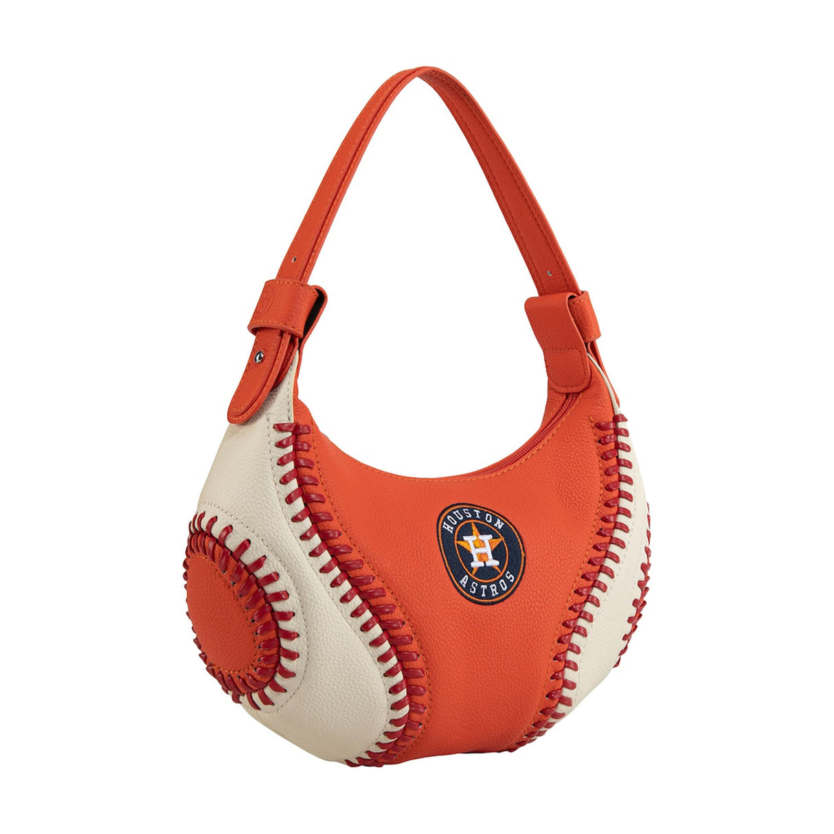 Houston Astros Baseball Stitch Orange Hobo Shoulder Bag - Montana West - 221102403
