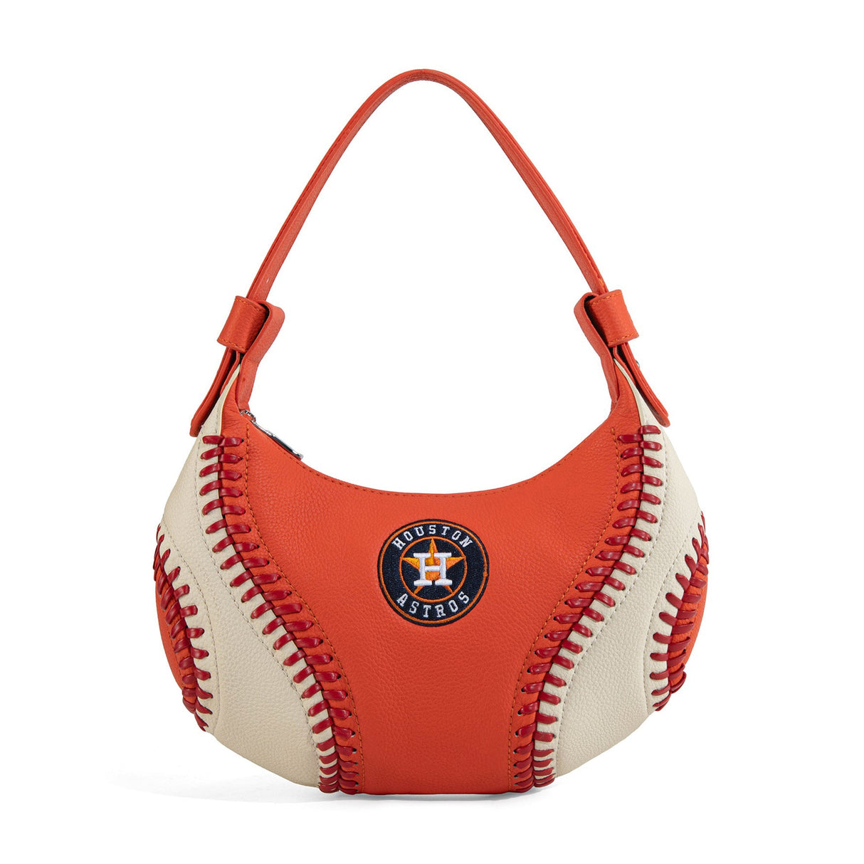 Houston Astros Baseball Stitch Orange Hobo Shoulder Bag - Montana West - 221102403