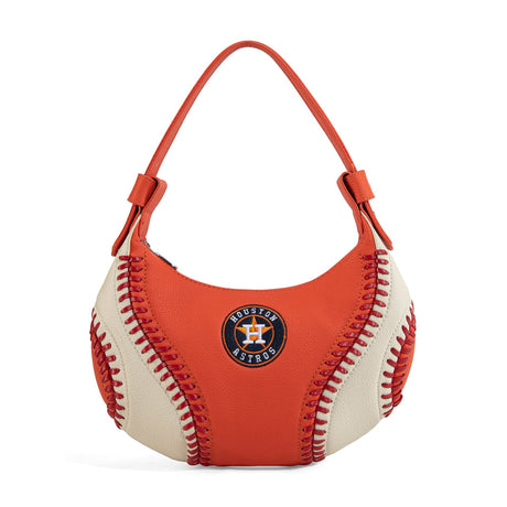 Houston Astros Baseball Stitch Orange Hobo Shoulder Bag - Montana West - 221102403