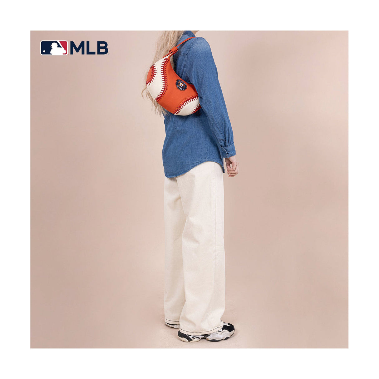 Houston Astros Baseball Stitch Orange Hobo Shoulder Bag - Montana West - 221102403