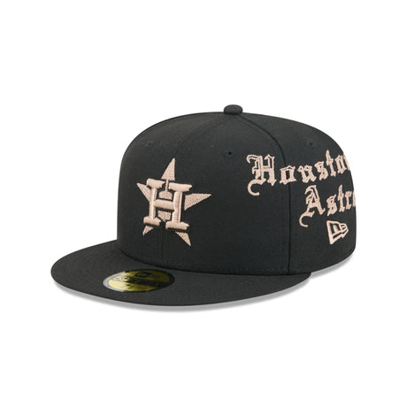 Houston Astros Gothic Lettering Black 59FIFTY Fitted Hat - New Era - 23014340301