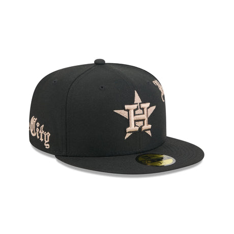 Houston Astros Gothic Lettering Black 59FIFTY Fitted Hat - New Era - 23014340301