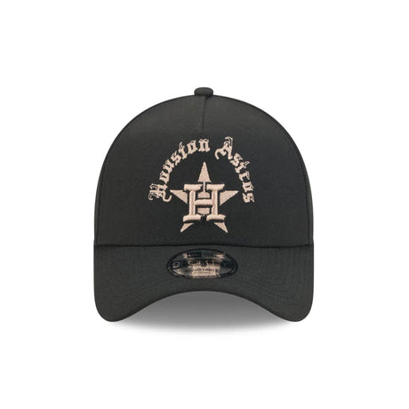 Houston Astros Gothic Lettering Black 9FORTY A-Frame Snapback Hat - New Era - 230144403