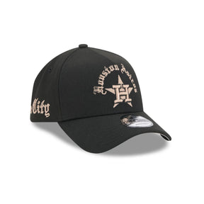 Houston Astros Gothic Lettering Black 9FORTY A-Frame Snapback Hat - New Era - 230144403