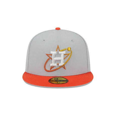 Houston Astros Gray Orange Orbit Logo 59FIFTY Fitted Hat - New Era - 23334740301