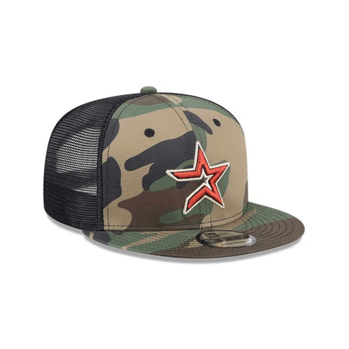 Houston Astros Woodland Camo 9FIFTY Snapback Trucker Hat - New Era - 23012640302