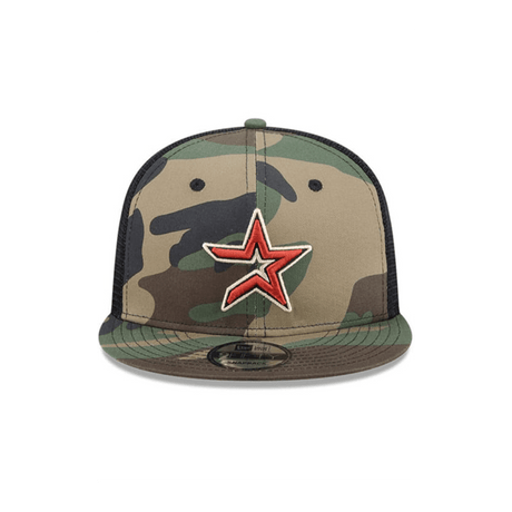 Houston Astros Woodland Camo 9FIFTY Snapback Trucker Hat - New Era - 23012640302