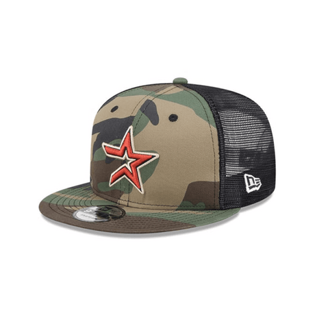 Houston Astros Woodland Camo 9FIFTY Snapback Trucker Hat - New Era - 23012640302