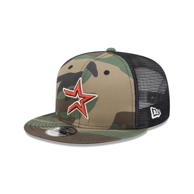 Houston Astros Woodland Camo 9FIFTY Snapback Trucker Hat - New Era - 23012640302