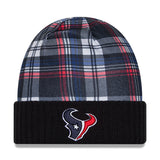 Houston Texans Statement Blue & Red Plaid Cuffed Knit Beanie - New Era - 237013201