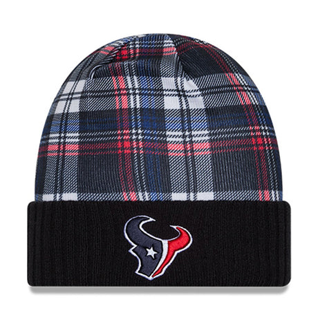 Houston Texans Statement Blue & Red Plaid Cuffed Knit Beanie - New Era - 237013201