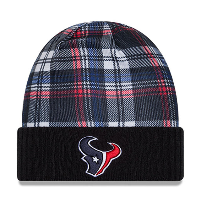 Houston Texans Statement Blue & Red Plaid Cuffed Knit Beanie - New Era - 237013201