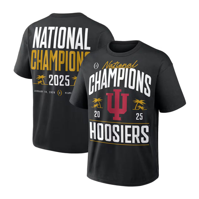 Indiana Hoosiers College Football Playoff 2025 National Champions Black Nike Heavyweight Locker Room Authentic T-Shirt - Nike - 37080162601