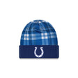 Indianapolis Colts Royal Plaid Statement Beanie Cuffed Knit Hat - New Era - 