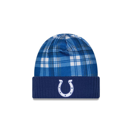 Indianapolis Colts Royal Plaid Statement Beanie Cuffed Knit Hat - New Era - 