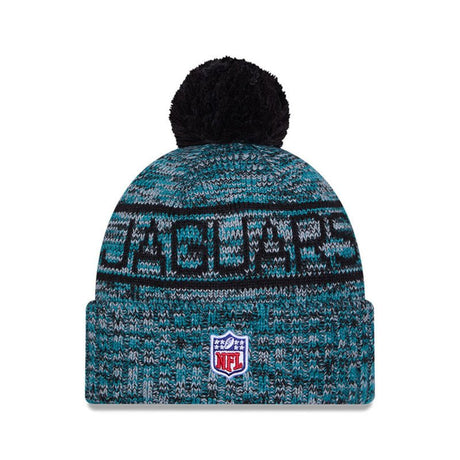 Jacksonville Jaguars Script Pom Cuffed Knit Beanie - New Era - 