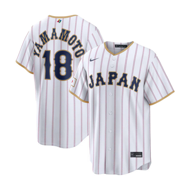 Japan 2026 World Baseball Classic Yoshinobu Yamamoto 18 White Home Jersey - Nike - 360402719209