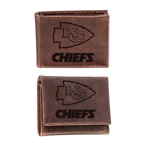 Kansas City Chiefs, Bi-Fold and Tri-Fold Wallet Gift Set, Brown - EG Collective - 801946326885