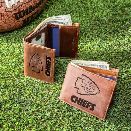 Kansas City Chiefs, Bi - Fold and Tri - Fold Wallet Gift Set, Brown - EG Collective - 801946326885