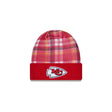 Kansas City Chiefs Red Plaid Statement Beanie Cuffed Knit Hat - New Era - 