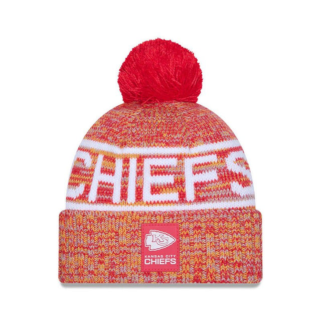Kansas City Chiefs Red/Yellow Pom Knit Beanie - New Era - 