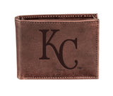 Kansas City Royals Bi-Fold Wallet Brown 100% Genuine Leather - EG Collective - 801946414919