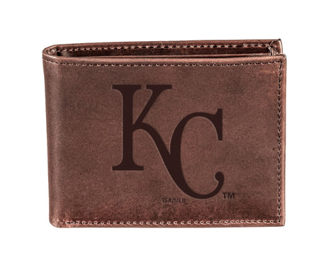 Kansas City Royals Bi-Fold Wallet Brown 100% Genuine Leather - EG Collective - 801946414919