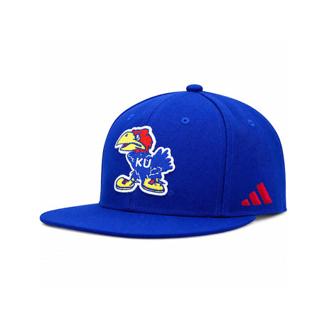 Kansas Jayhawks Retro Mascot Logo Blue Fitted Hat - Adidas - 10570262701