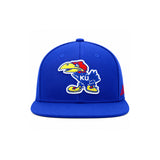 Kansas Jayhawks Retro Mascot Logo Blue Fitted Hat - Adidas - 10570262701