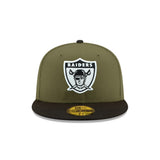 Las Vegas Raiders 50th Anniversary Side Patch Olive & Black 59FIFTY Fitted Hat - New Era - 23740112312