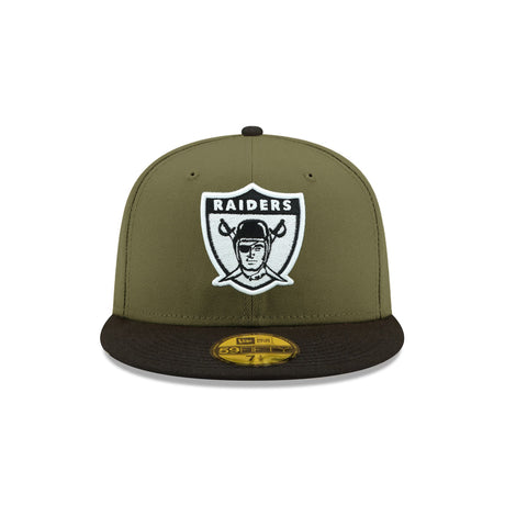 Las Vegas Raiders 50th Anniversary Side Patch Olive & Black 59FIFTY Fitted Hat - New Era - 23740112312