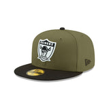 Las Vegas Raiders 50th Anniversary Side Patch Olive & Black 59FIFTY Fitted Hat - New Era - 23740112312