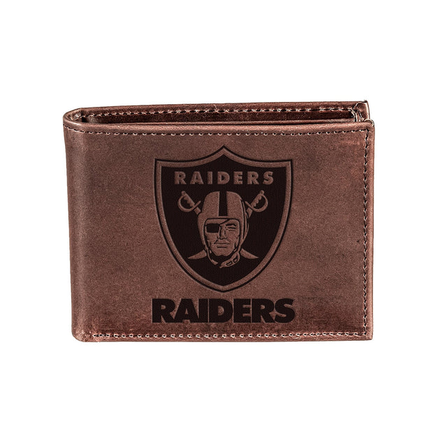 Las Vegas Raiders, Bi-Fold Wallet, Brown, CH, 100% Genuine Leather - EG Collective - 808412080104