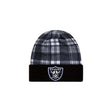 Las Vegas Raiders Black Plaid Statement Beanie Cuffed Knit Hat - New Era - 
