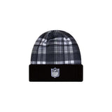 Las Vegas Raiders Black Plaid Statement Beanie Cuffed Knit Hat - New Era - 